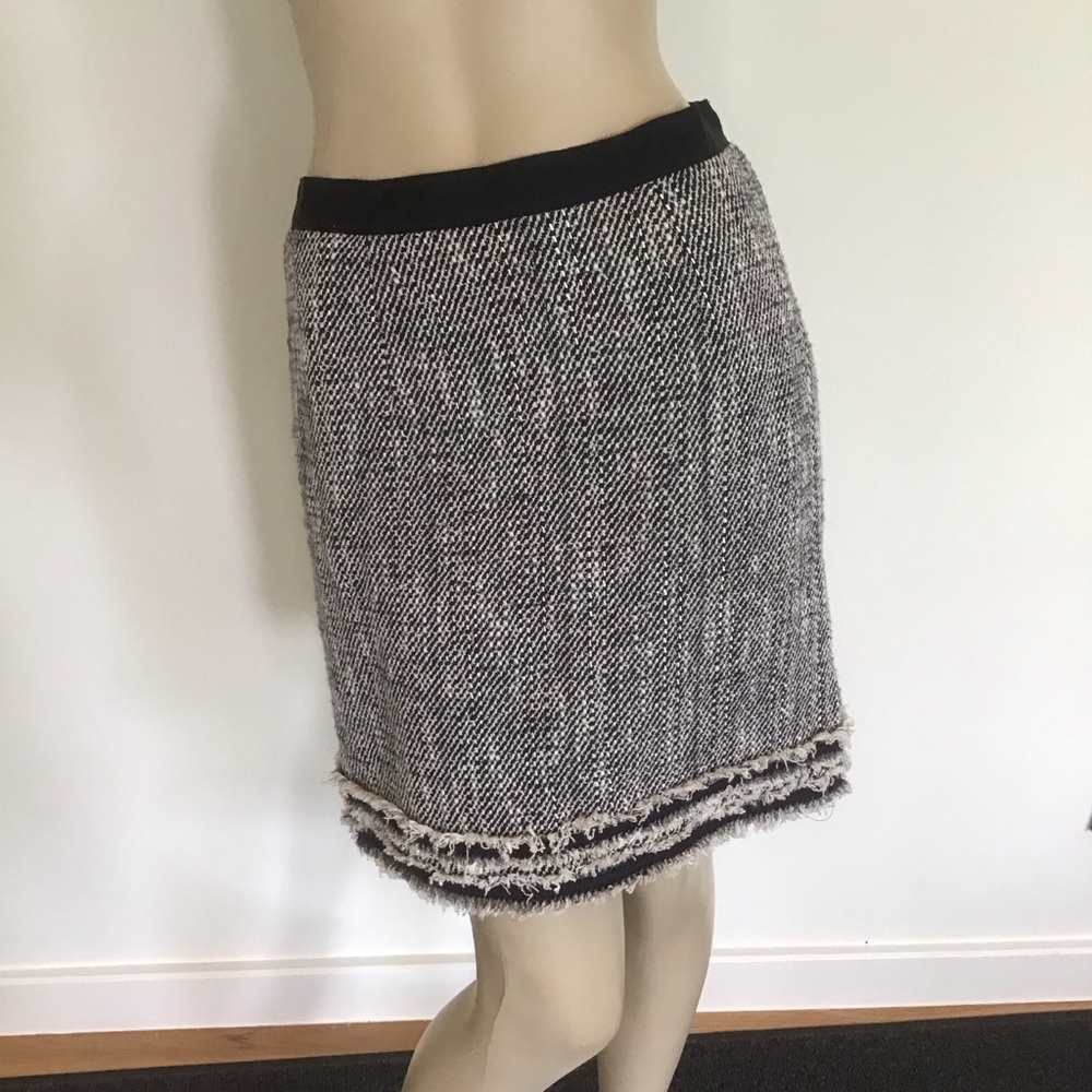 Rebecca Taylor Navy Blue White Tweed Mini Skirt S 4 6